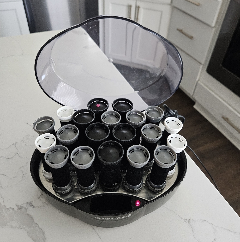 Remington Black and White Heated Roller Set with Clear Lid